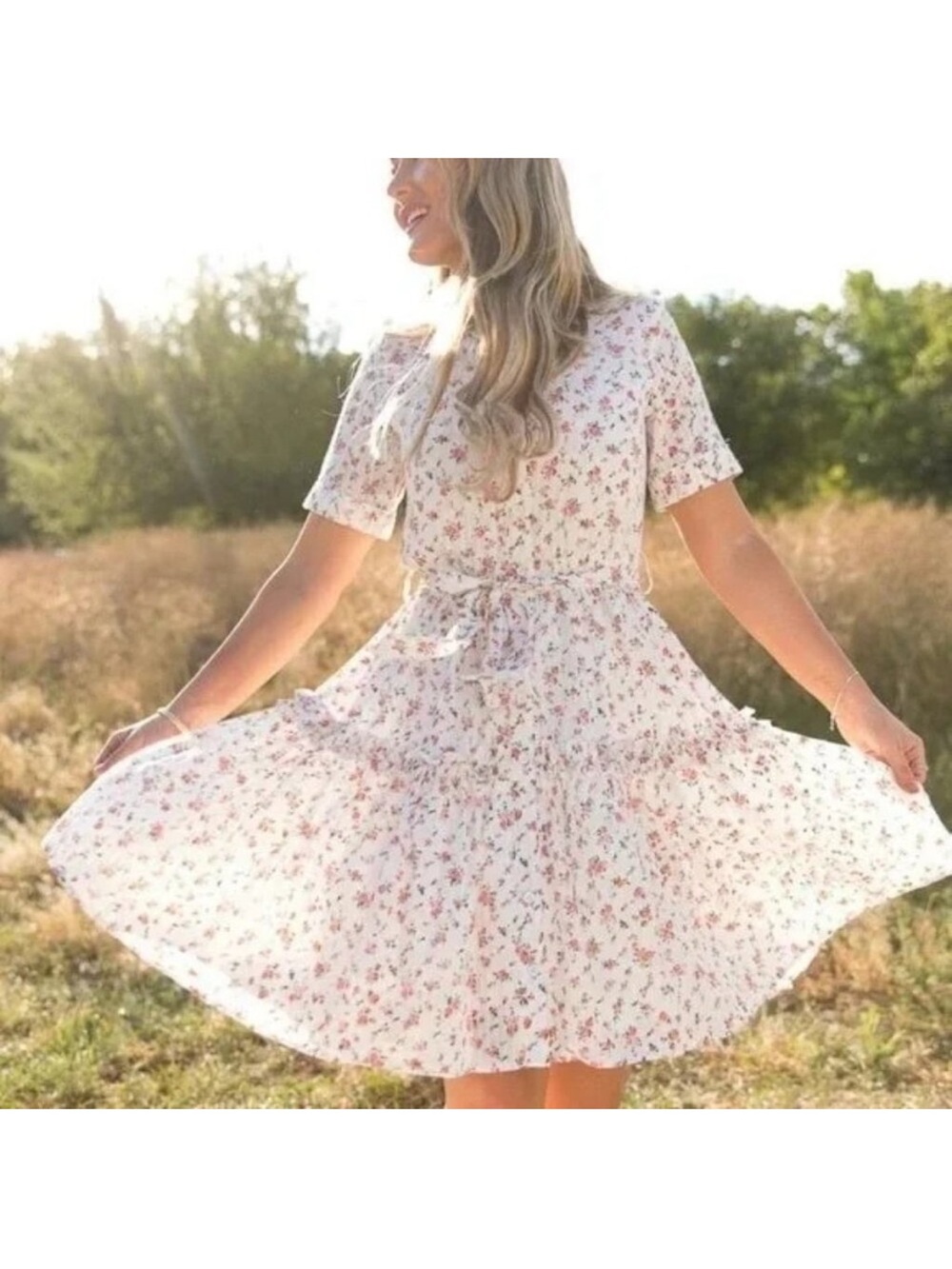 Ivy City Co Lola Floral Tiered Button Down Shirt Dress